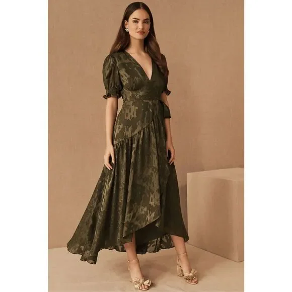 New Anthropologie Biscayne Ruffle Wrap Dress size L - Picture 4 of 10